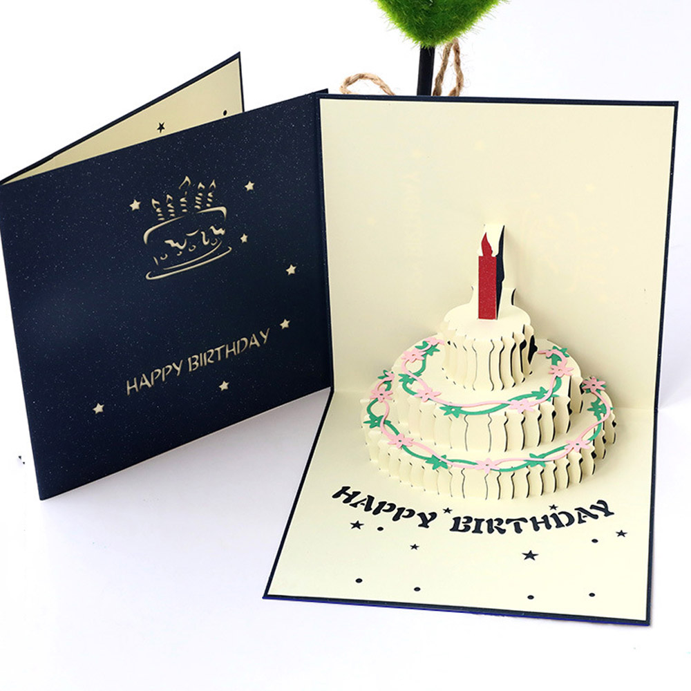 입체 3D 생일 축하 카드 촛불 케이크 생일 초대장 파티 해피벌스데이 - 상세 이미지 2