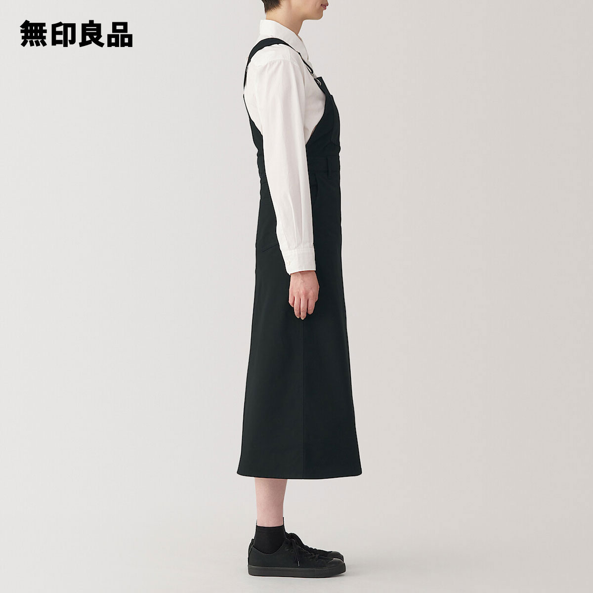 무인양품 MUJI 가로 세로 스트레치 치노 멜빵 스커트 3컬러 - 상세 이미지 3