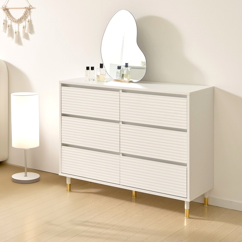 모나코 화장대서랍장 드레스룸 옷 안방 긴 낮은 와이드 1150x400x890mm, 3단, 화이트 - 상품 이미지