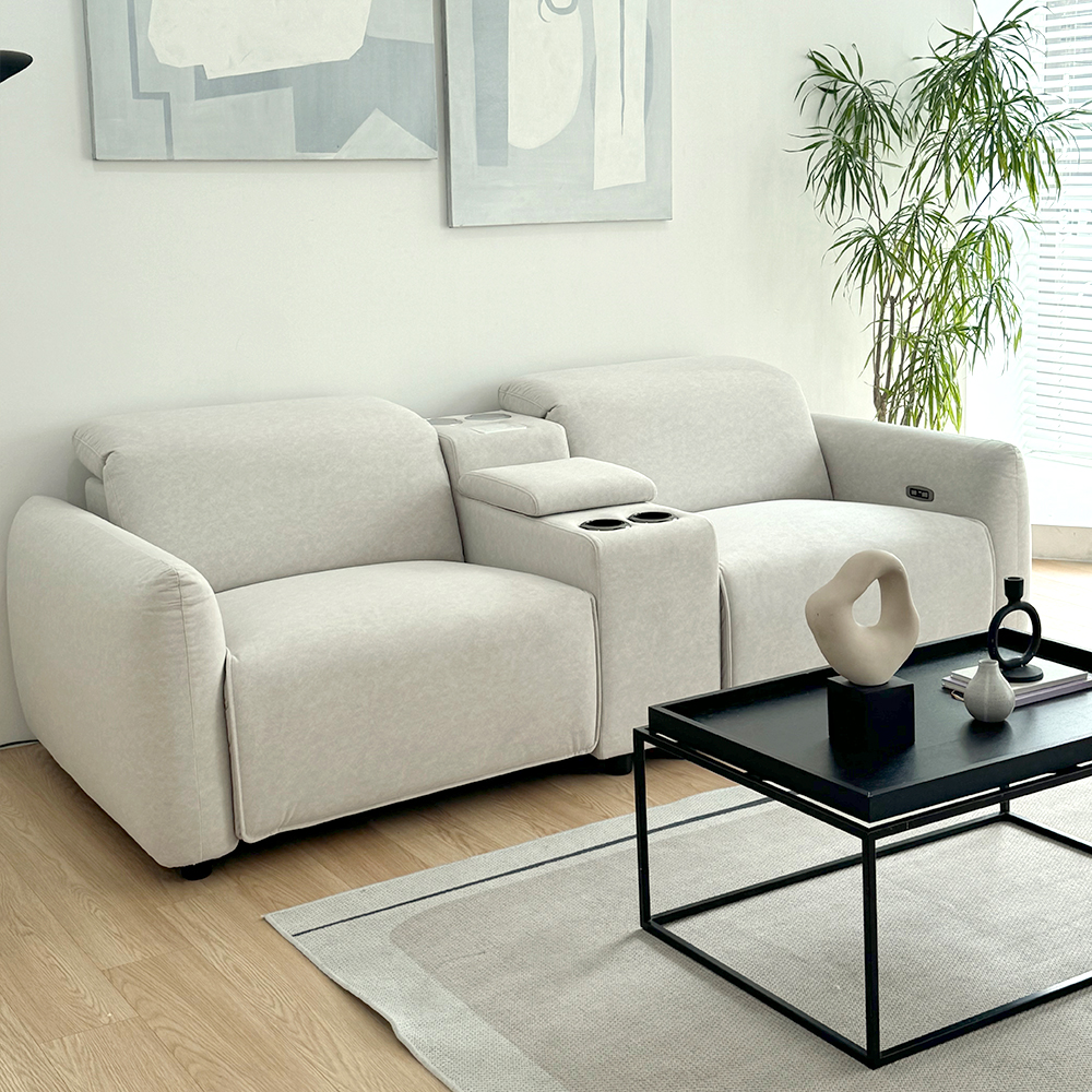 라떼 기능성 이지클린 발수 에코브릭 패브릭 전동 리클라이너 3인용 쏘랩 소파