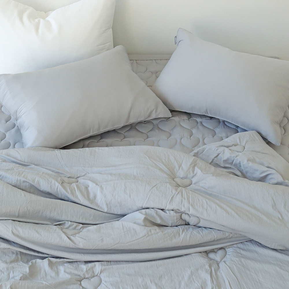 하트 에어워싱 고강도 마이크로 먼지없는 진드기방지 알러지케어 옥수수솜 차렵이불 세트 Q