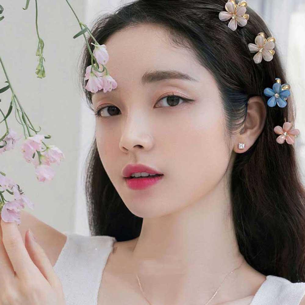 미니 자개 플라워 집게핀 반묶음 올림 머리핀 반머리 헤어핀 - 상세 이미지 2