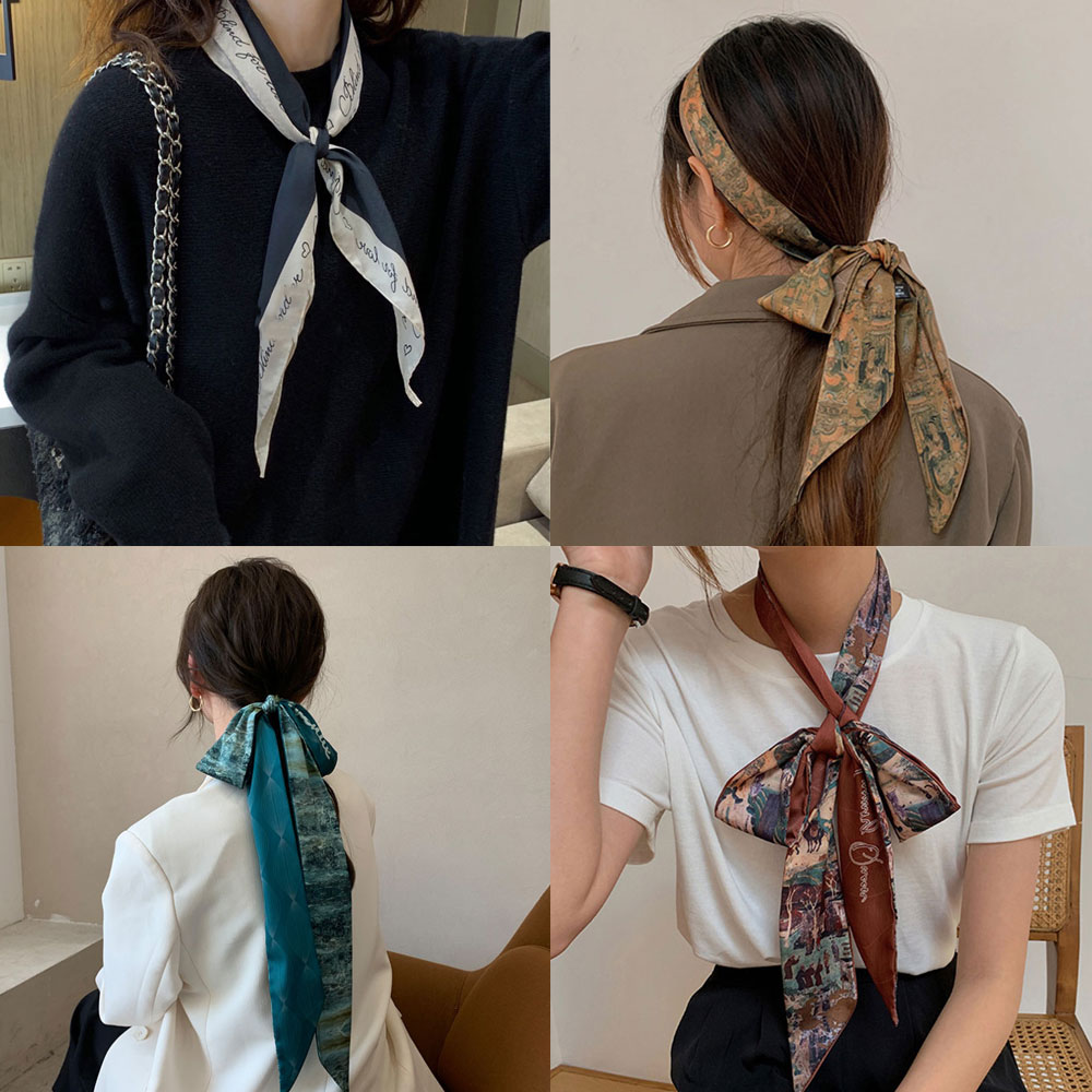 슬림 미니 미차 스카프 넥보우 방도 쁘띠 가방손잡이