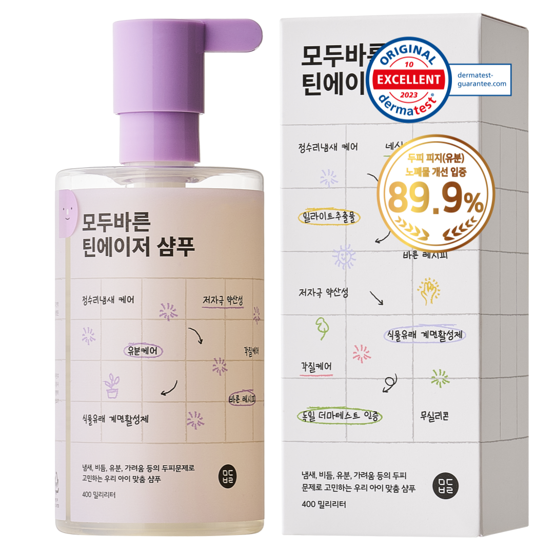 모두바른 틴에이저 초등학생 정수리냄새 비듬 청소년 두피 쿨링 샴푸 400ml, 1개 - 상품 이미지