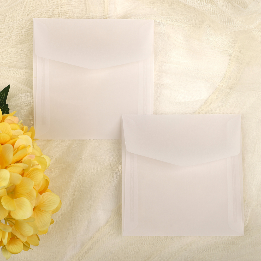 [자체 제작] 140x140mm 고품질 정사각 트레싱지 봉투 청첩장 반투명 트레이싱 이미지 3