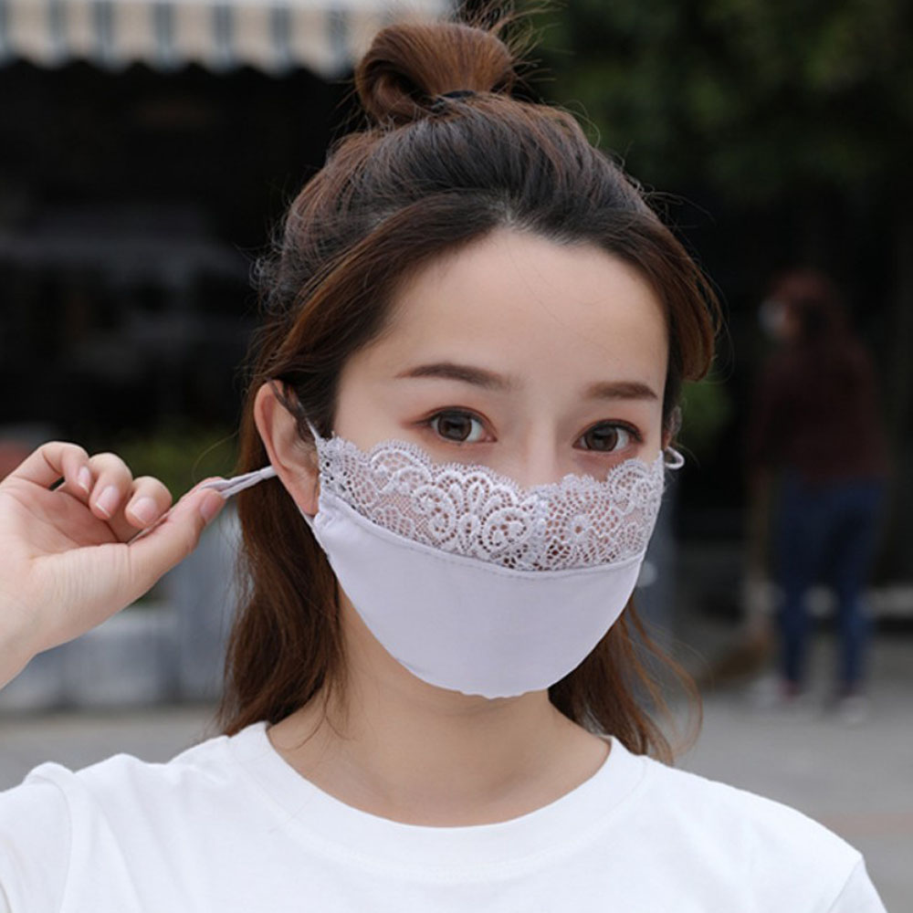 시스루 레이스 마스크 결혼식 웨딩 얼굴 가리개 등산 안면 자외선차단 신부 자수 - 상세 이미지 3