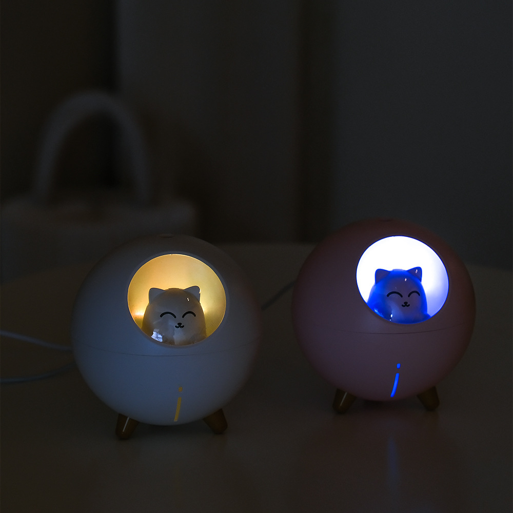 고양이 미니가습기 무드등 USB 초음파 저소음 사무실 탁상용 아기방 기업특판