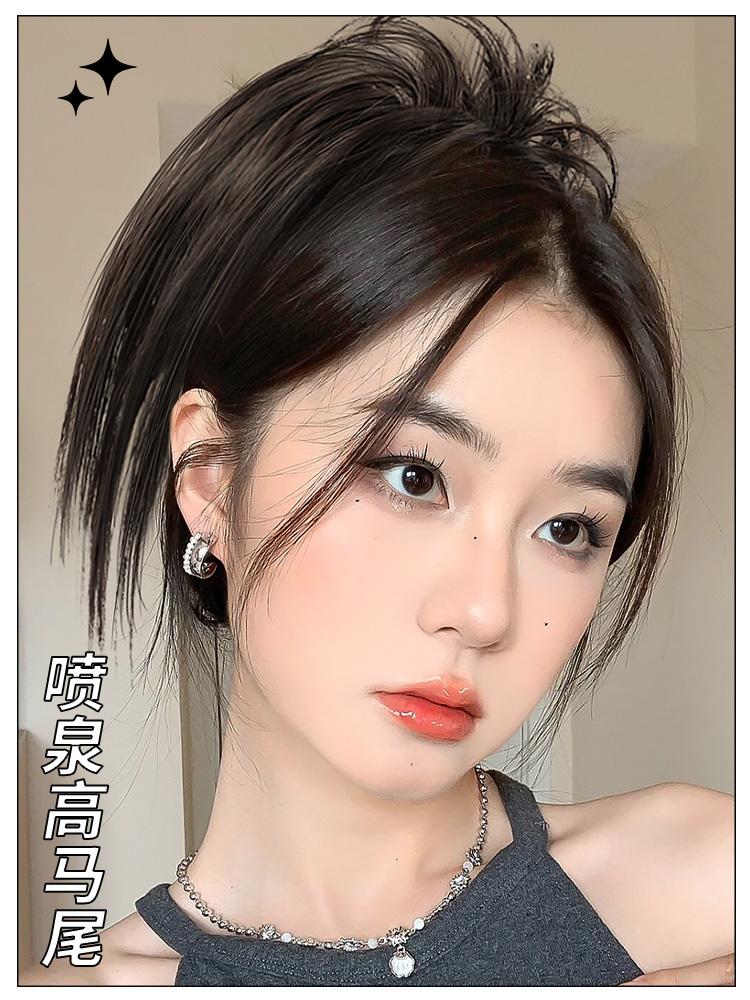 까치머리 가시번 가발 집게핀 부분 포니테일 올림머리 - 상세 이미지 4