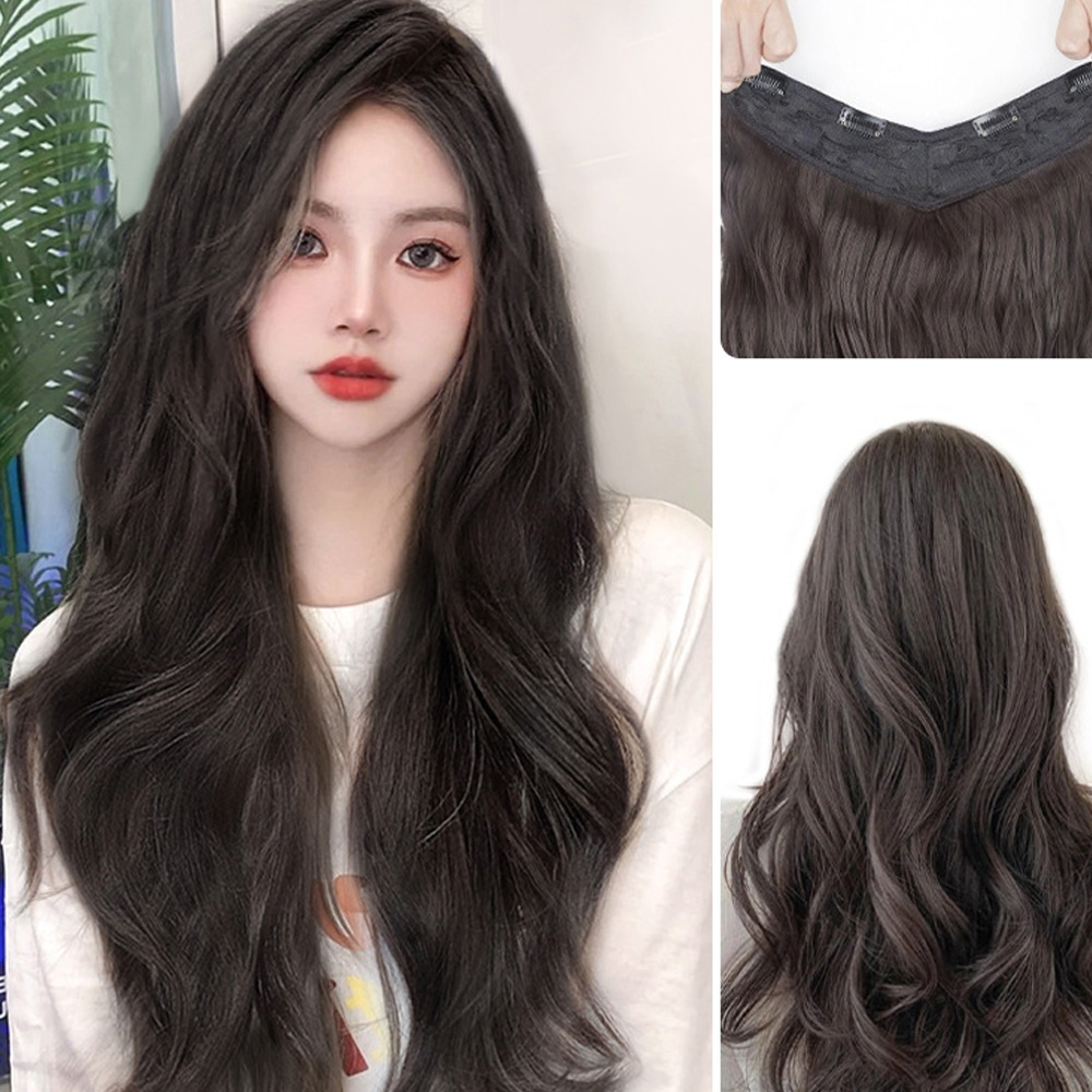 긴머리 웨이브 반가발 파마머리 부분 똑딱이 여신 붙임 머리 - 상세 이미지 4