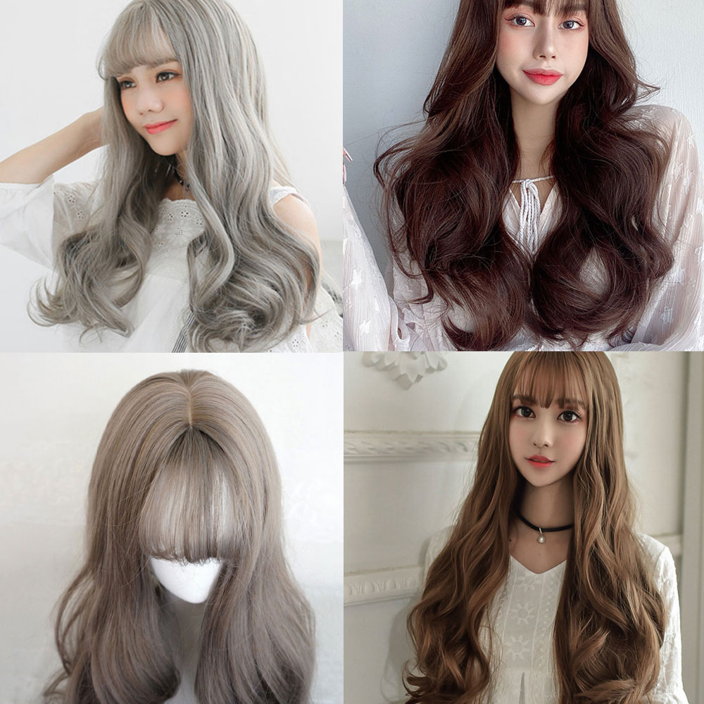 여신 웨이브 통가발 스타일 앞머리 긴머리 파마 펌 굵은 전체 가발 웨이브펌 - 상세 이미지 5