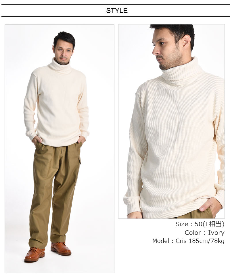 나이젤카본 Nigel Cabourn 터틀넥 와플 티셔츠 80490020025 - 상세 이미지 4