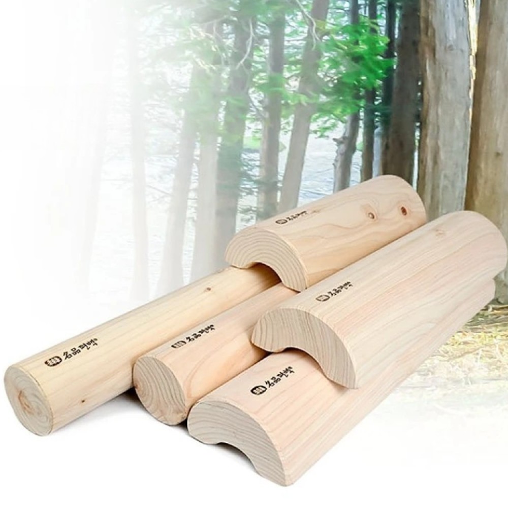 피톤치드 편백나무 원목 경침 편백 지압봉 나무 베개 목침 경추 척추 마사지