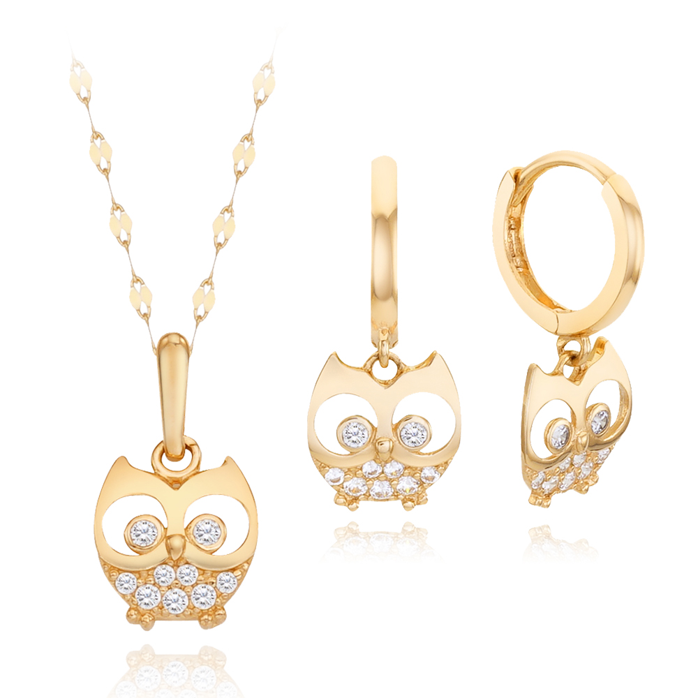 주리에떼 14K 18K 목걸이 귀걸이 1+1 세트 로즈골드 데일리 심플 행운의 부엉이 여자친구 금 목걸이 원터치 귀걸이 선물 이미지 7