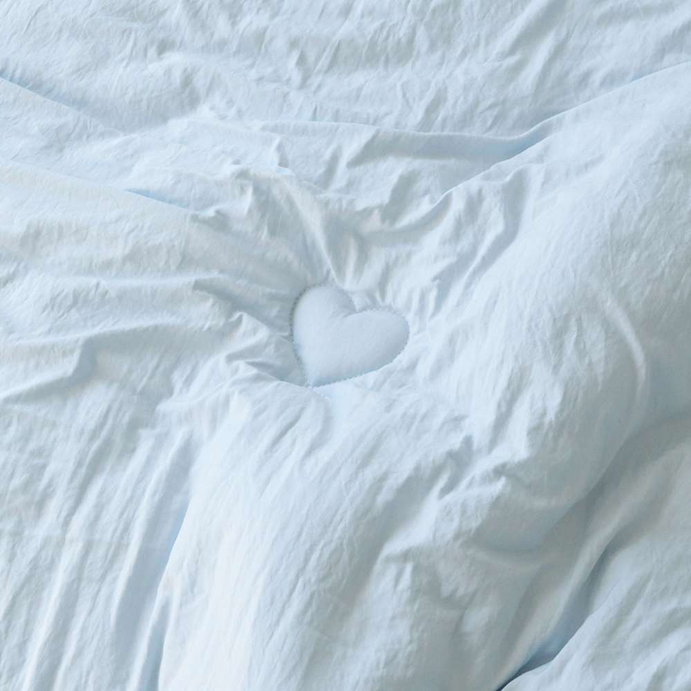 하트 에어워싱 고강도 마이크로 먼지없는 진드기방지 알러지케어 옥수수솜 차렵이불 세트 Q