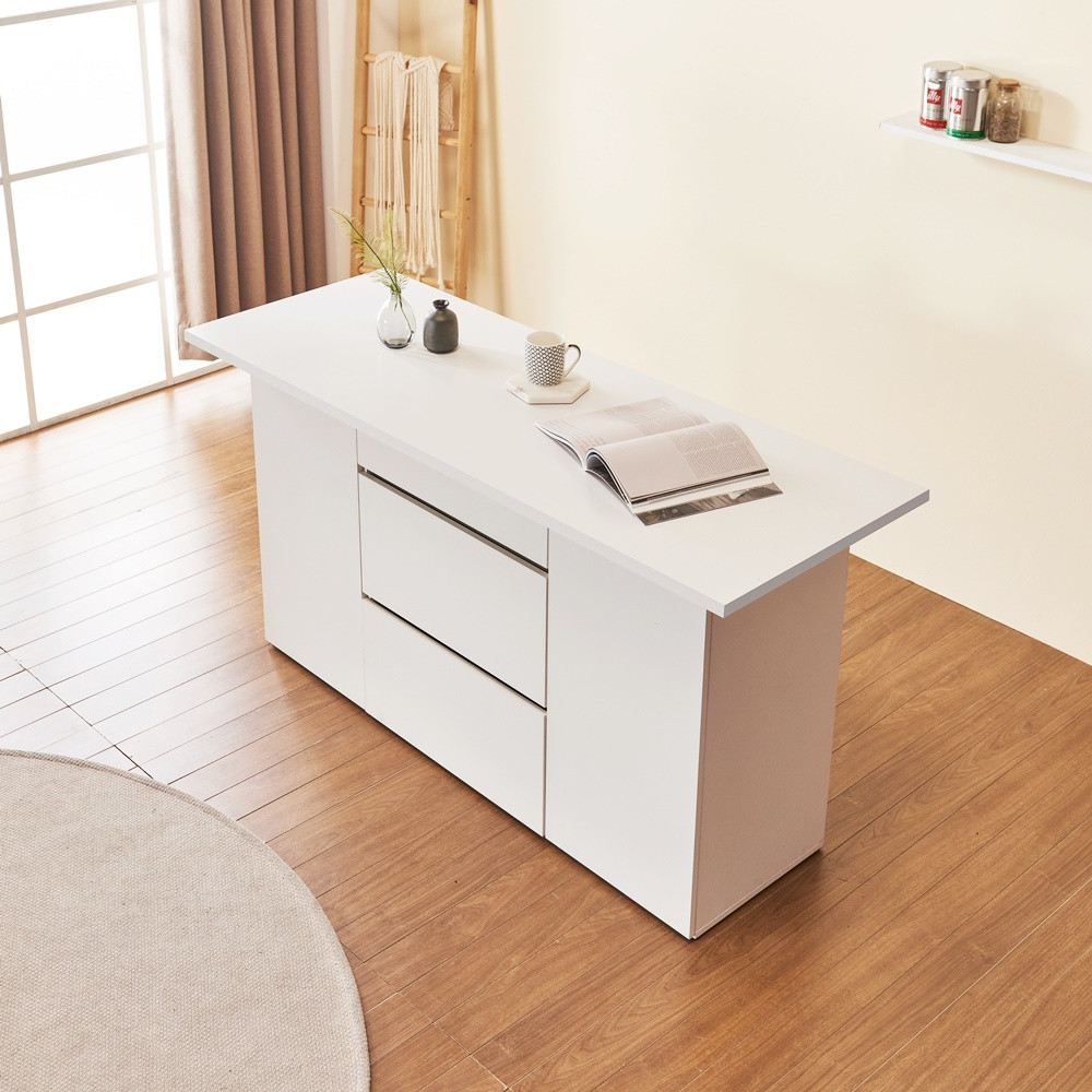 오브디 아일랜드장 조리대 수납장 주방보조 테이블 홈바수납장 1600mm, 화이트_우드