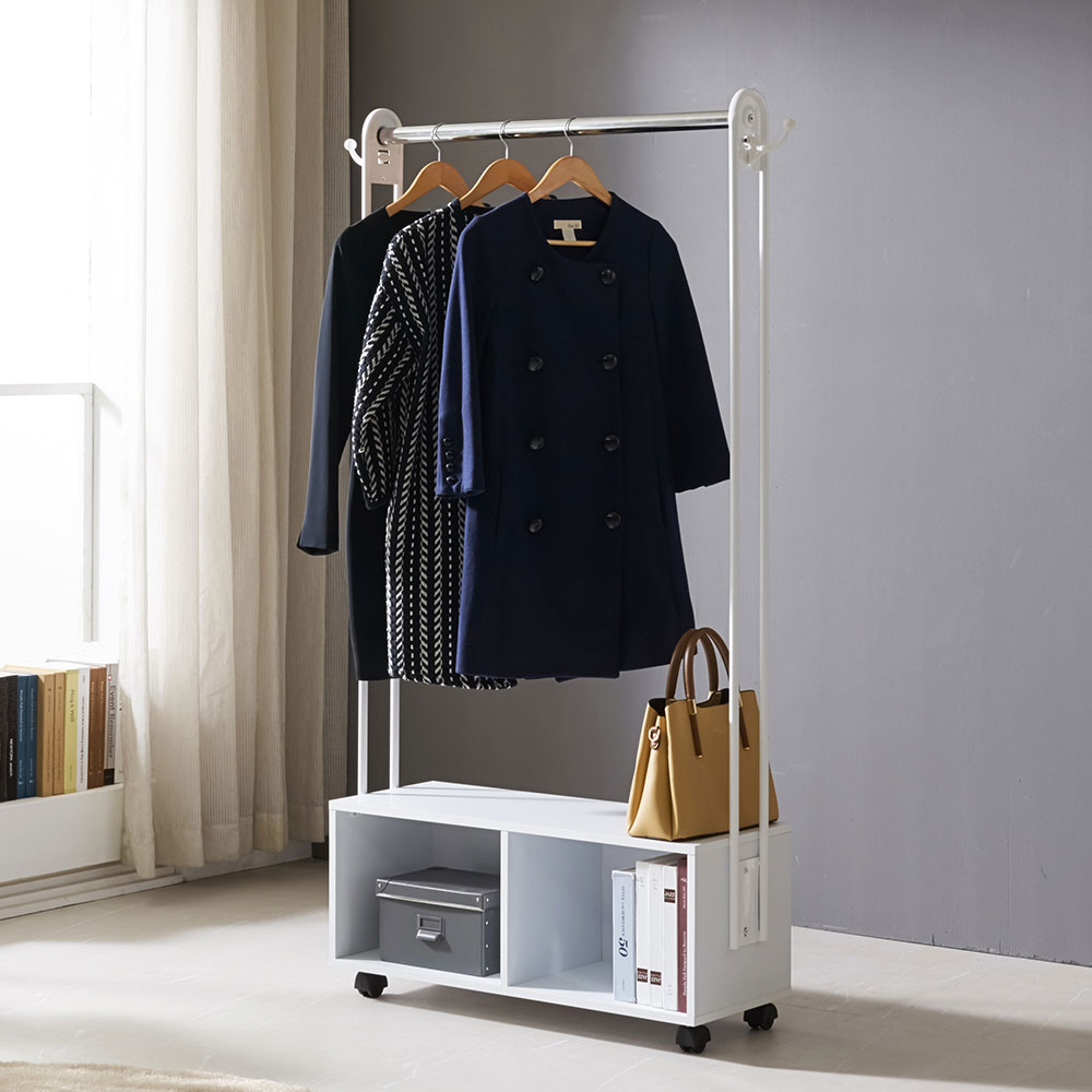 봉봉 이동식 수납 서랍 시스템 옷걸이 일반행거 800 오픈 수납장