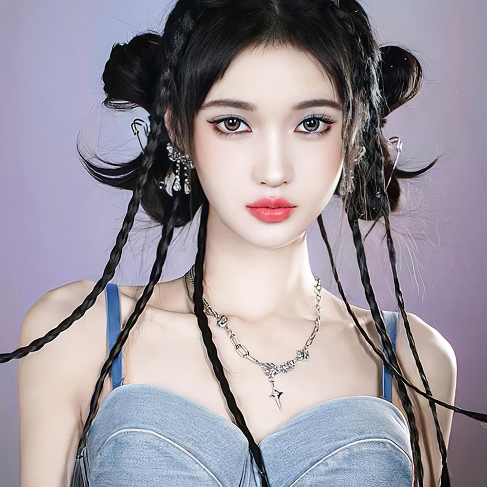 힙한 벼머리 피스 솜브레 브릿지 가발 머리 클립 발레아쥬 붙임 옴브레 - 상세 이미지 2