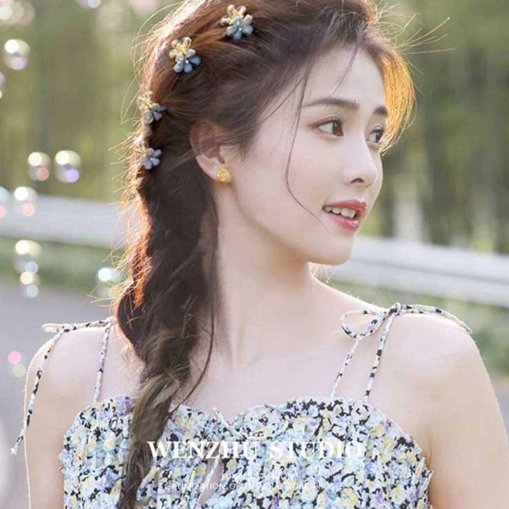 미니 자개 플라워 집게핀 반묶음 올림 머리핀 반머리 헤어핀 - 상세 이미지 3