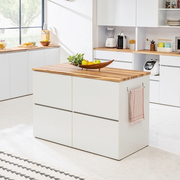라미르 베이킹작업대 주방아일랜드장 아일랜드 수납장 조리대 홈바테이블 1200mm, 화이트_우드