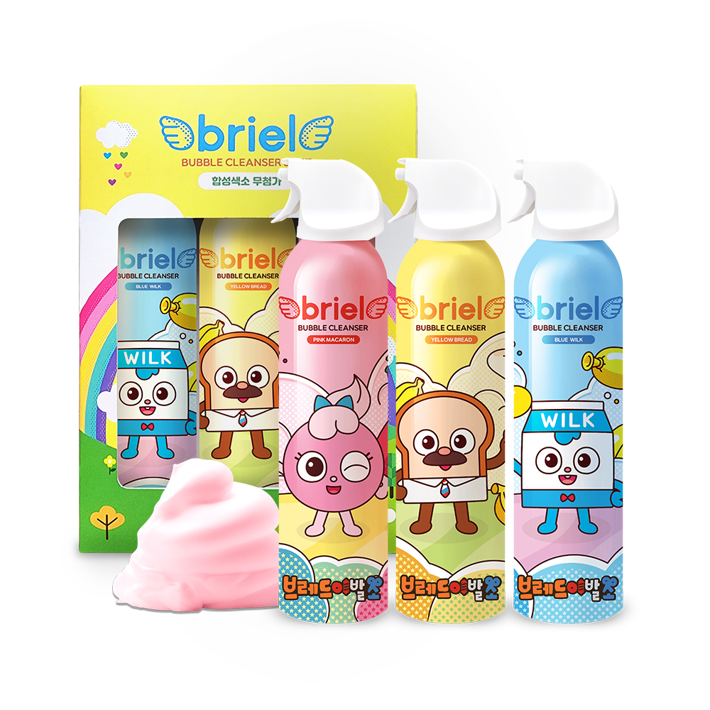브리엘 브레드이발소 버블클렌저 200ml 3종 세트 (블루+핑크+옐로우)