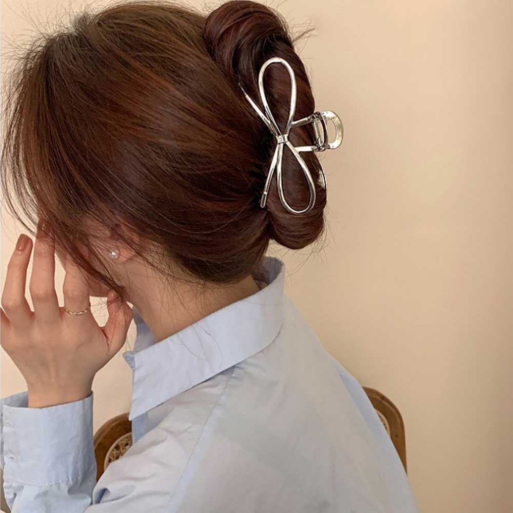 메탈 리본 헤어 집게핀 올림머리 머리집게 왕 대왕 - 상세 이미지 2