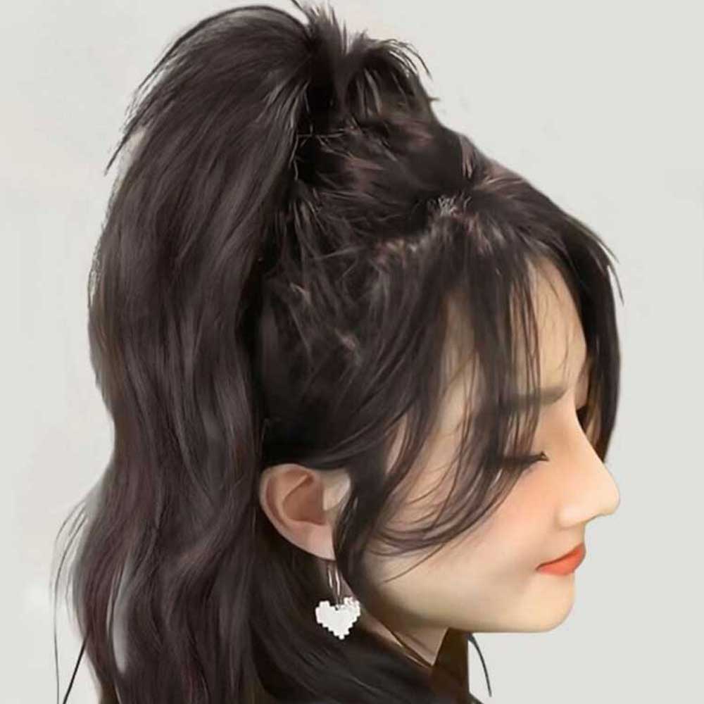 포니테일 풍성 집게가발 붙임머리 업스타일 웨이브 가발집게 - 상세 이미지 4