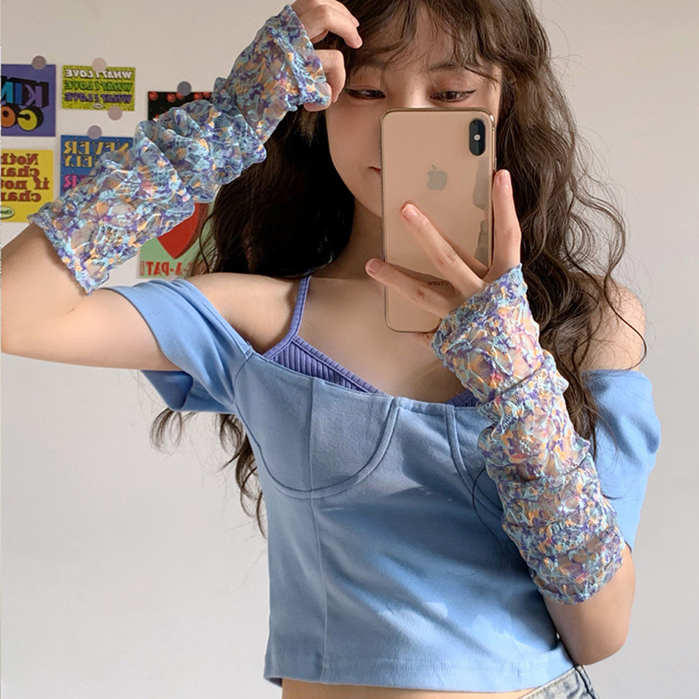 꽃무늬 자외선 쿨토시 플라워 토시 여름 운전토시 레이스 운전용