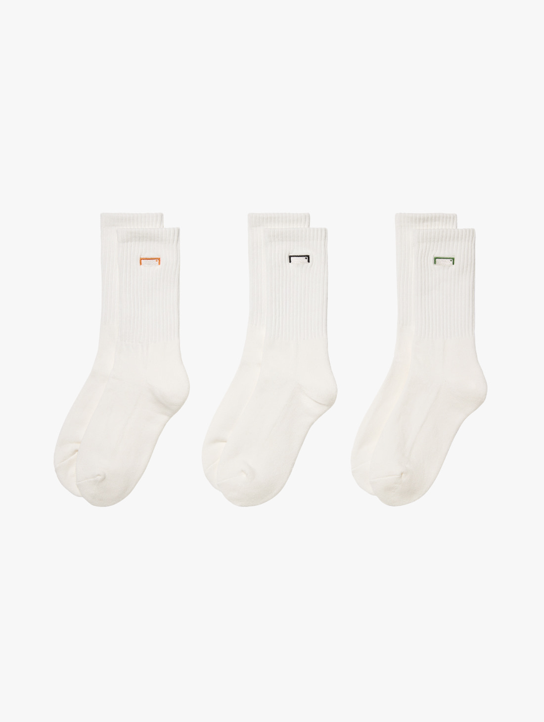 BOX LOGO SOCKS 3 PACK-WHITE - 상품 이미지