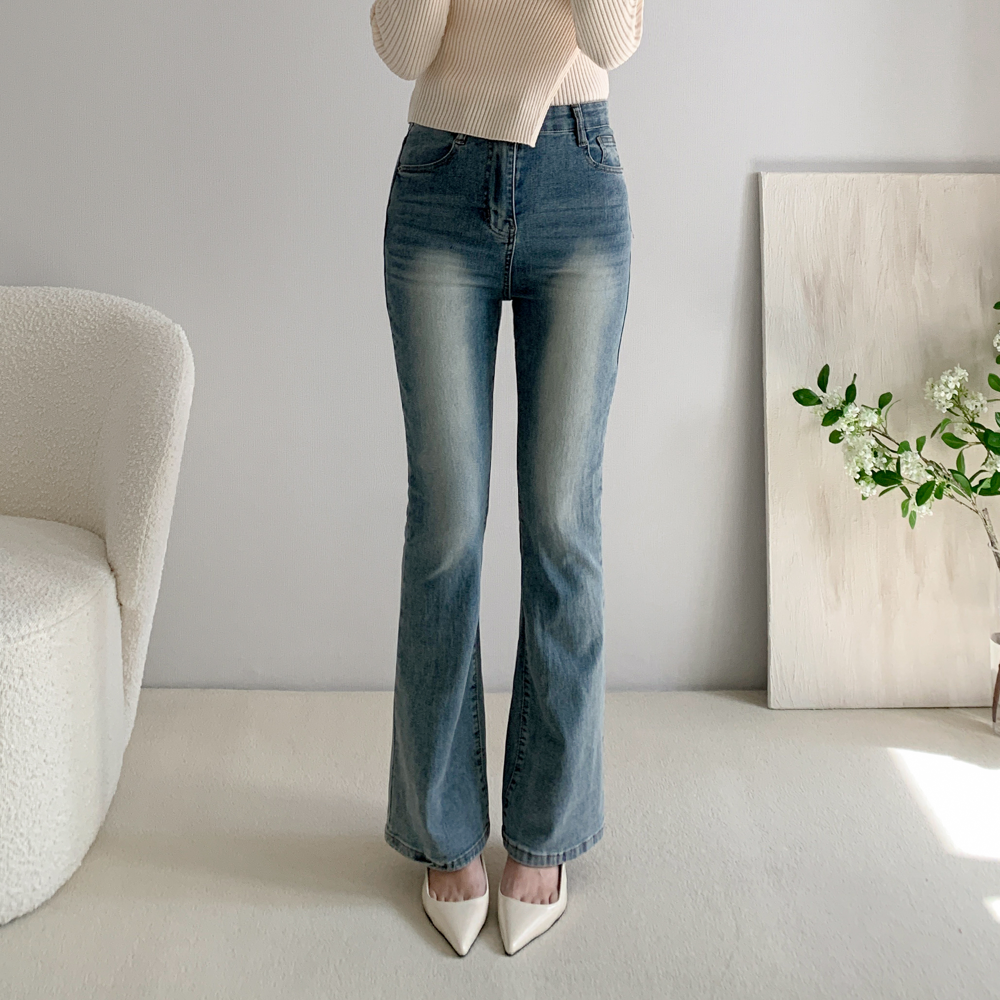 부츠컷청바지 허리밴딩청바지 키작녀청바지 - 상세 이미지 2