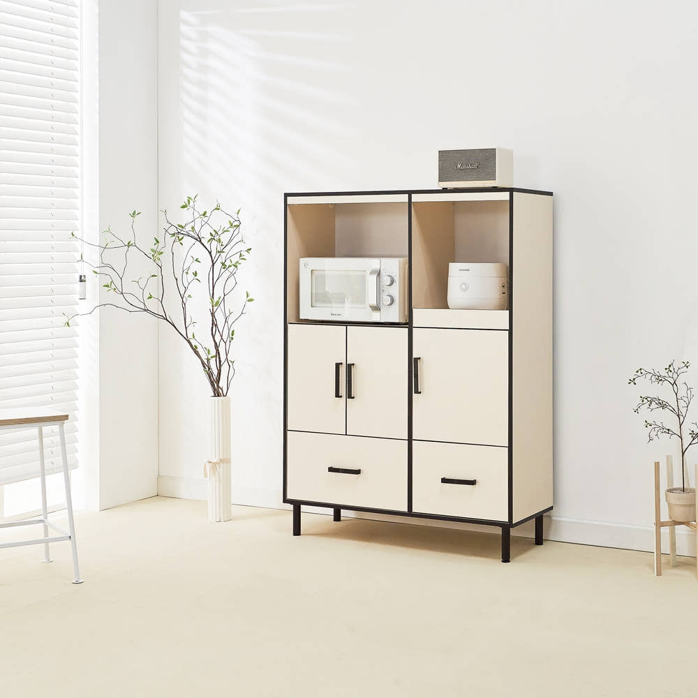 에그미 김치 냉장고장 냉장고자리 틈새장 비스포크 팬트리장 1000x400x1370mm, 4단, 크림화이트