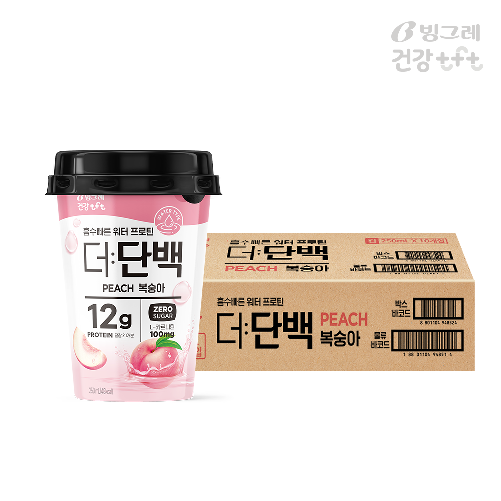 [소비기한 11월 24일] 빙그레 더단백 워터 프로틴 복숭아 250ml 10개 단백질 음료 - 상세 이미지 5