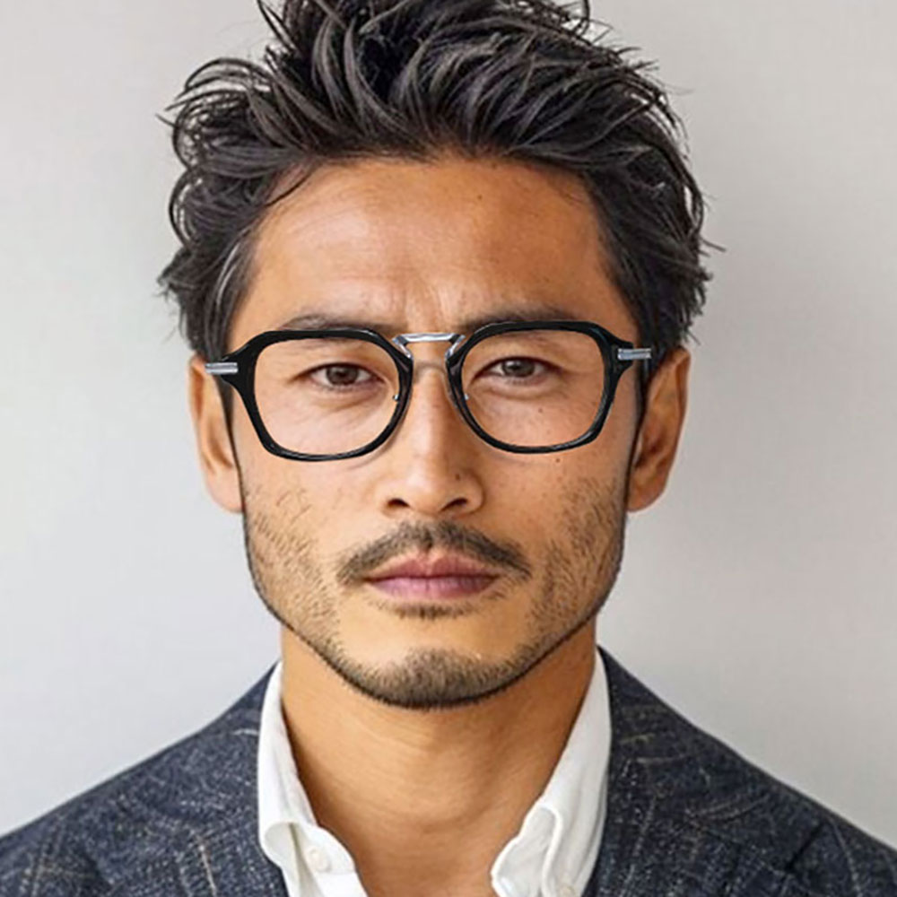 아키하루 9088 티타늄 사각 검정 뿔테안경 남자 여자 블루라이트차단 시력보호 패션 안경