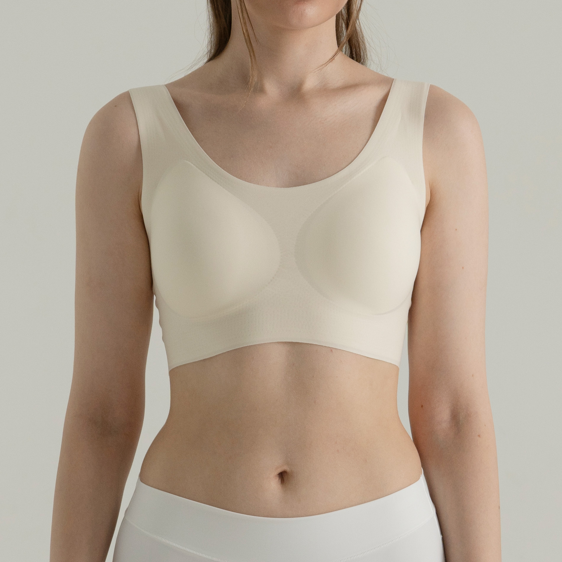 클래식 바디핏 심리스 노와이어 스포츠 무봉제 처진가슴 스트랩 브라 탑 A컵 B컵 C컵 - 상세 이미지 2