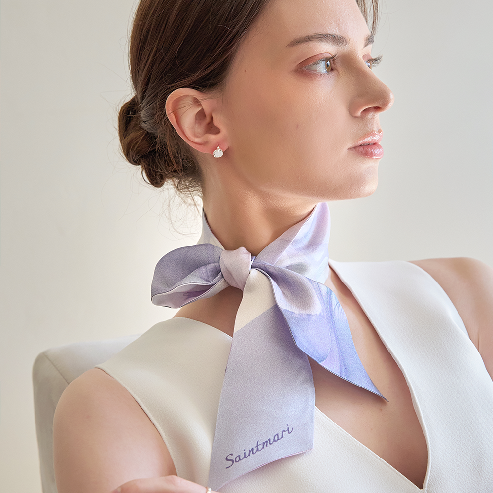 아망 라벤더 블루 트윌 스카프