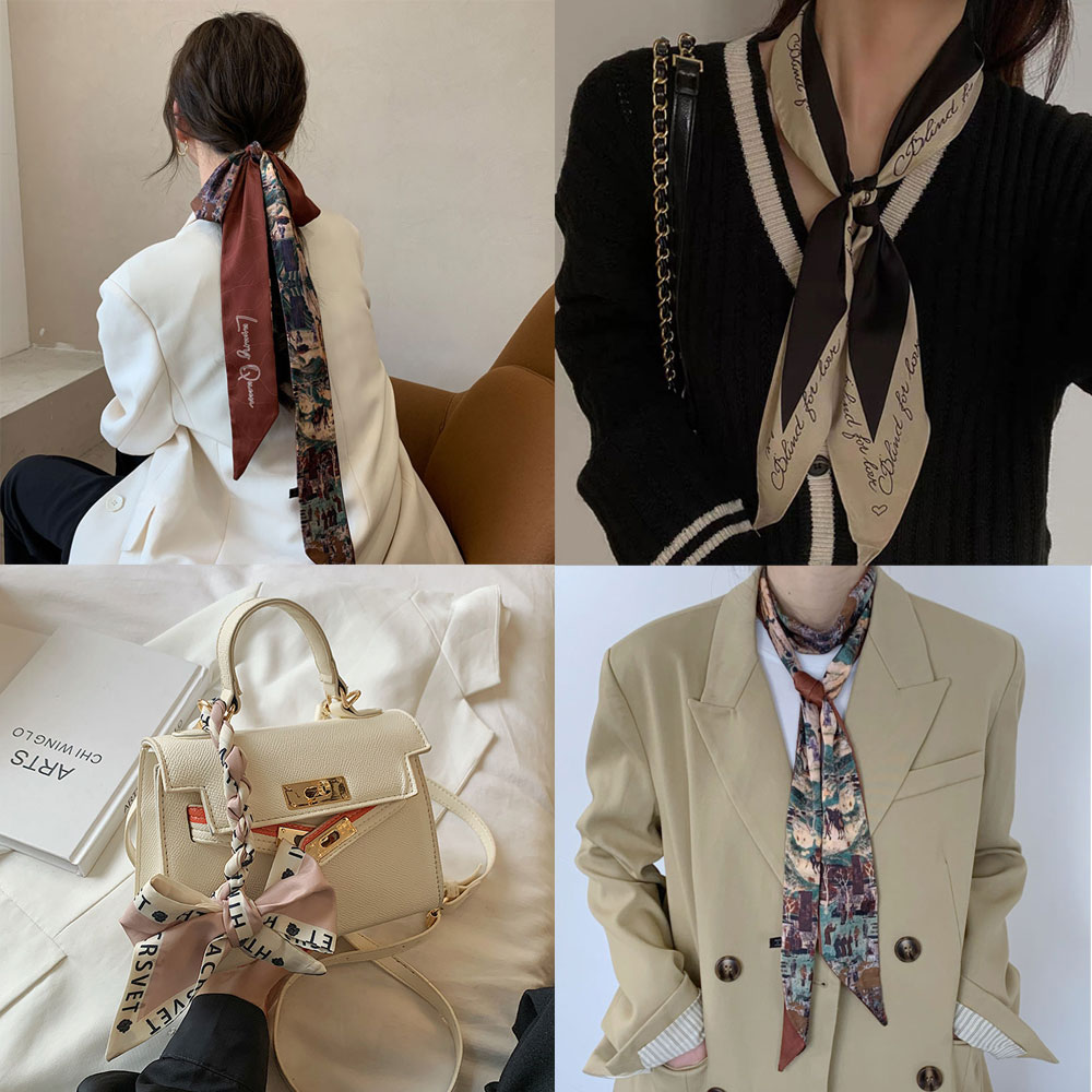 슬림 미니 미차 스카프 넥보우 방도 쁘띠 가방손잡이