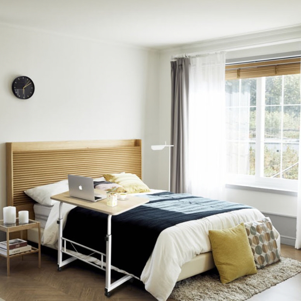 침대 테이블 높이조절 사이드 티테이블 미니 이동식 베드 키높이 쇼파용 ㄷ자 중형