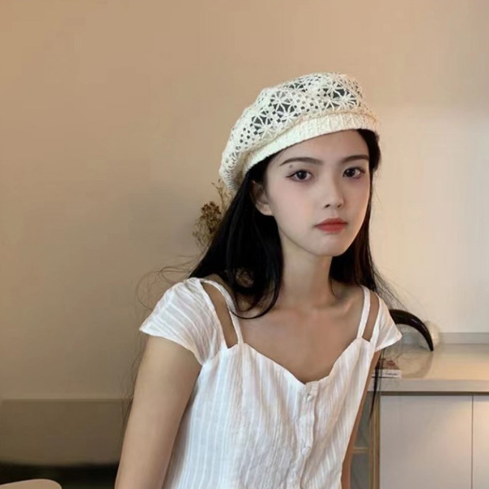 시스루 레이스 베레모 봄 여름 통기성 빵모자 화가모자 망사베레모 - 상세 이미지 4