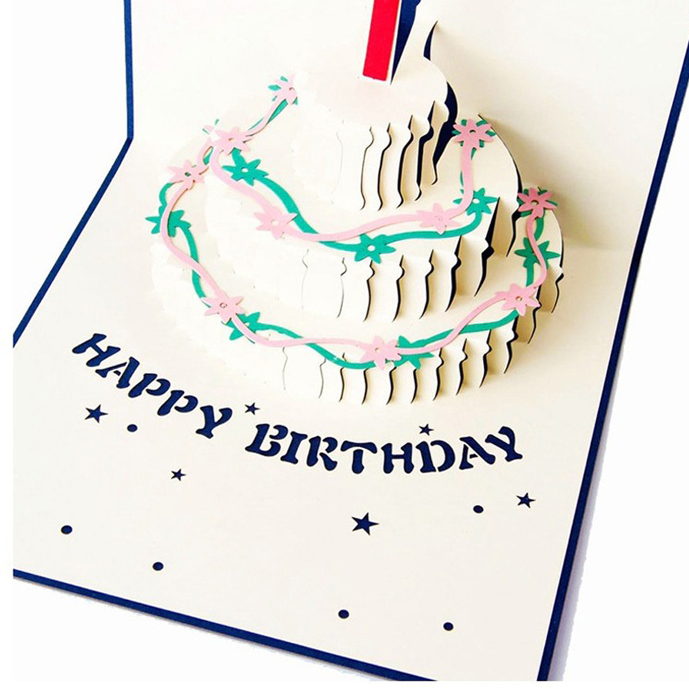 입체 3D 생일 축하 카드 촛불 케이크 생일 초대장 파티 해피벌스데이 - 상세 이미지 3