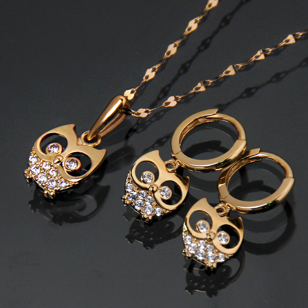 주리에떼 14K 18K 목걸이 귀걸이 1+1 세트 로즈골드 데일리 심플 행운의 부엉이 여자친구 금 목걸이 원터치 귀걸이 선물 - 상세 이미지 2