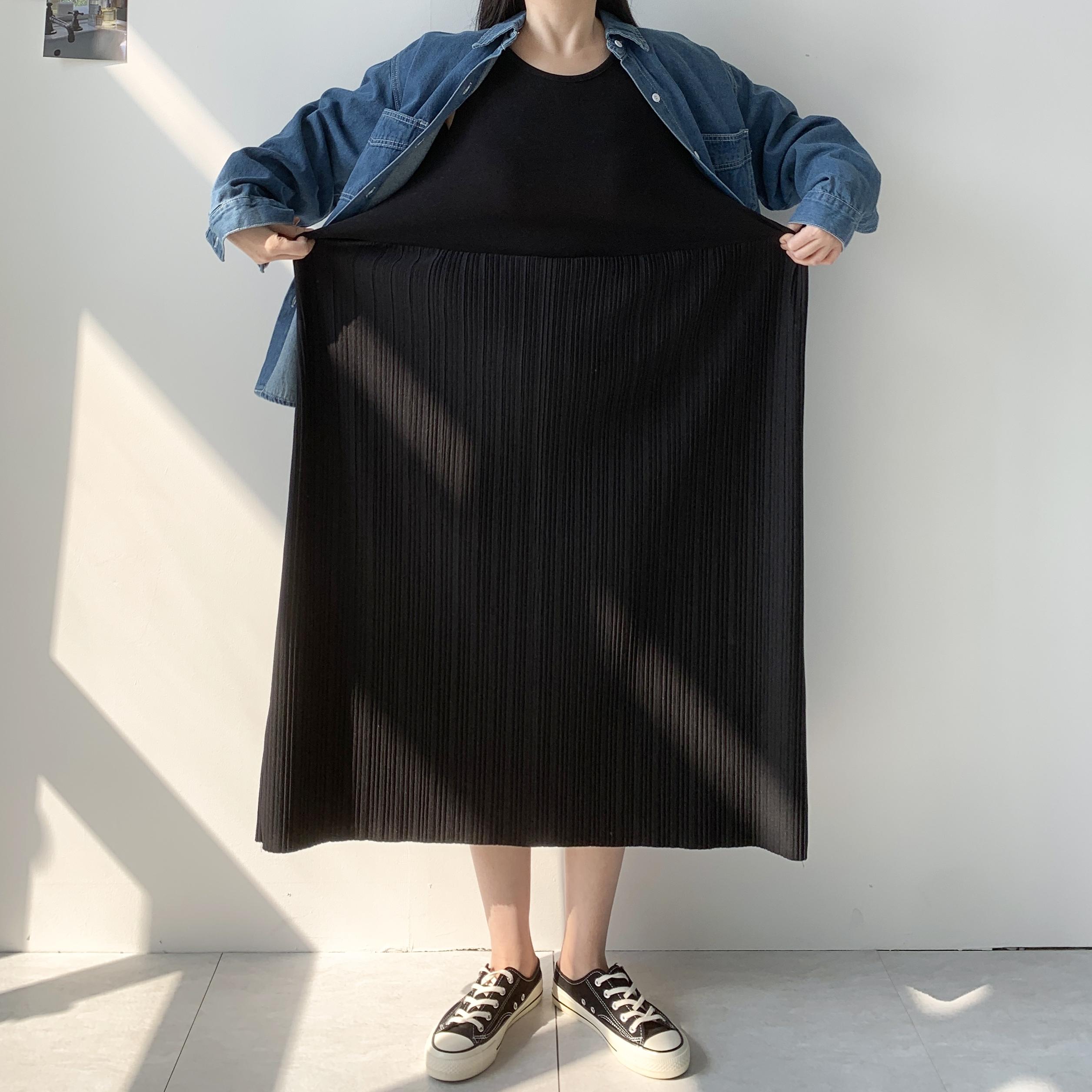 뷔스티에원피스 레이어드원피스 나시 민소매 이너 플리츠원피스 이미지 8