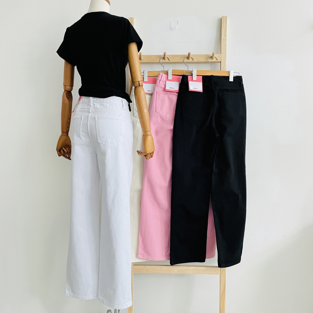 세미와이드팬츠 여성면바지 핑크바지 하이웨스트 통바지 - 상세 이미지 5