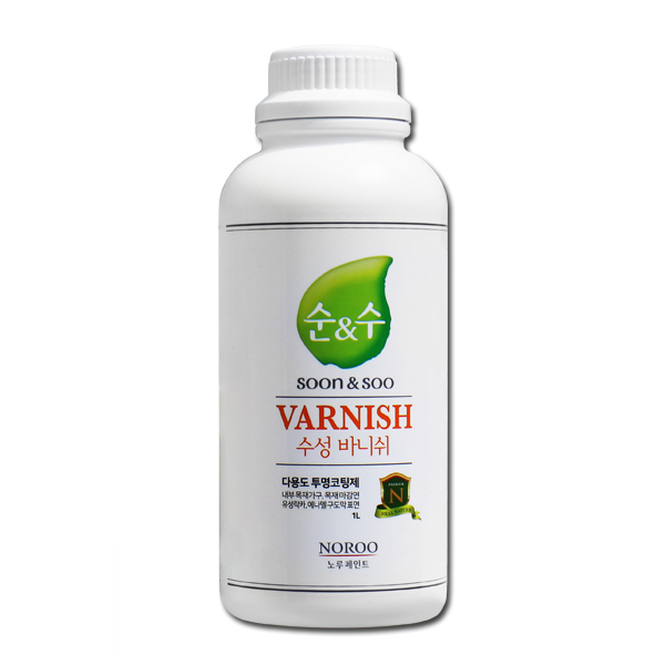 노루페인트 순앤수 수성바니쉬 1L 투명 무광 친환경