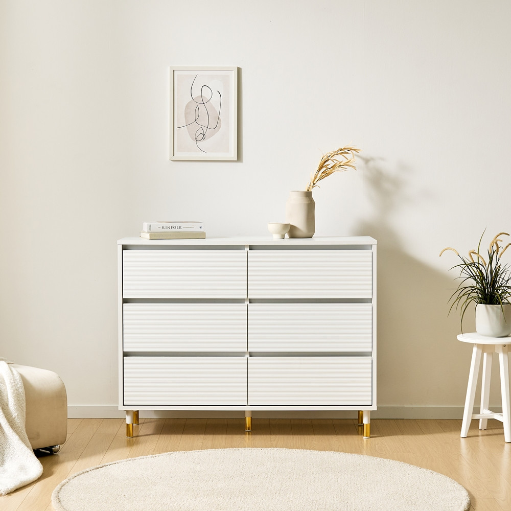 모나코 화장대서랍장 드레스룸 옷 안방 긴 낮은 와이드 1150x400x890mm, 3단, 화이트 - 상세 이미지 3