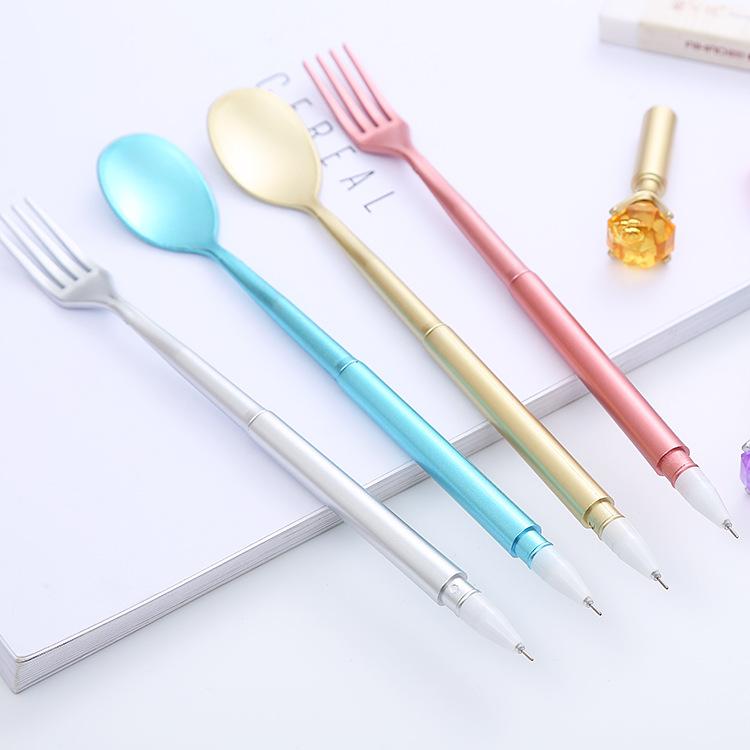 보석 스푼 포크 볼펜 수성펜 특이한 귀여운 문구 선물 - 메인 이미지