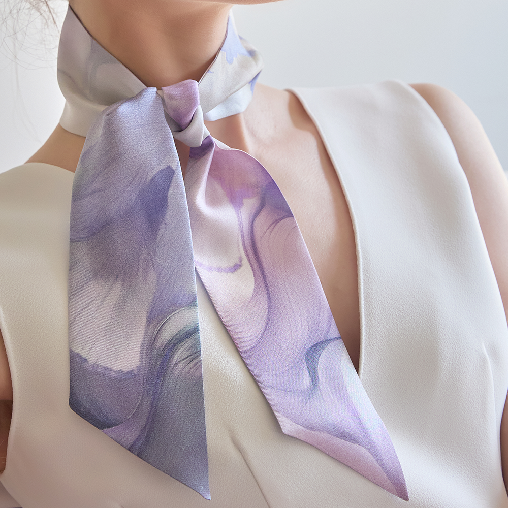 아망 라벤더 블루 트윌 스카프