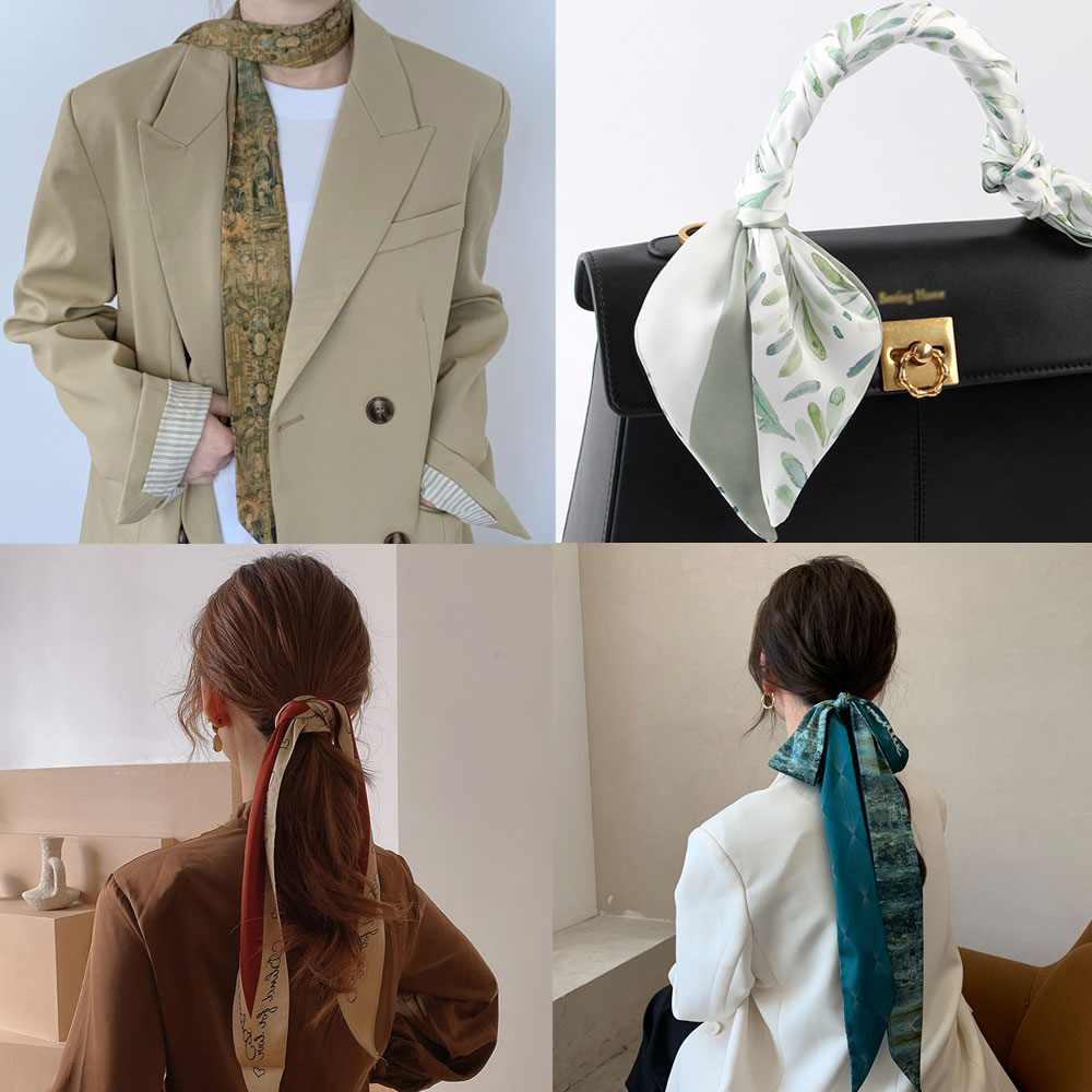 슬림 미니 미차 스카프 넥보우 방도 쁘띠 가방손잡이