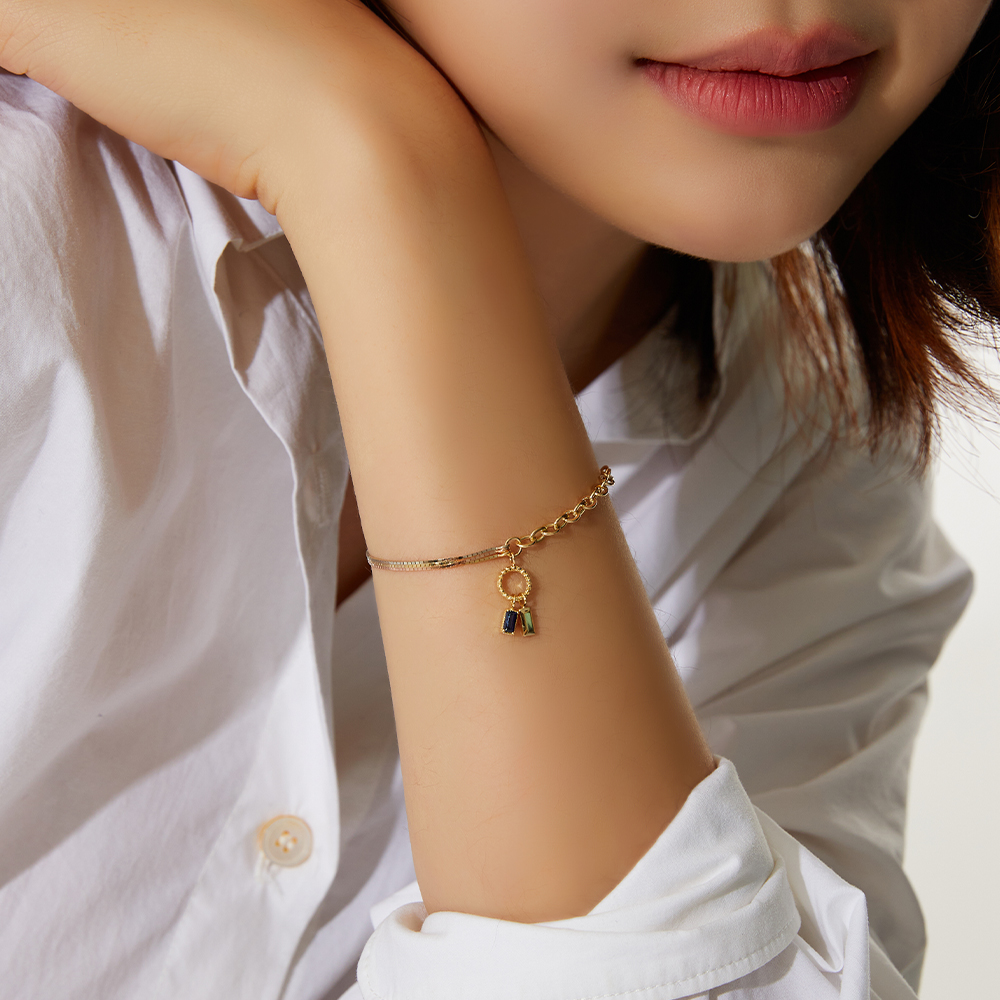 14K 라벨르 레이어드 박스 체인 금 팔찌 이미지 6