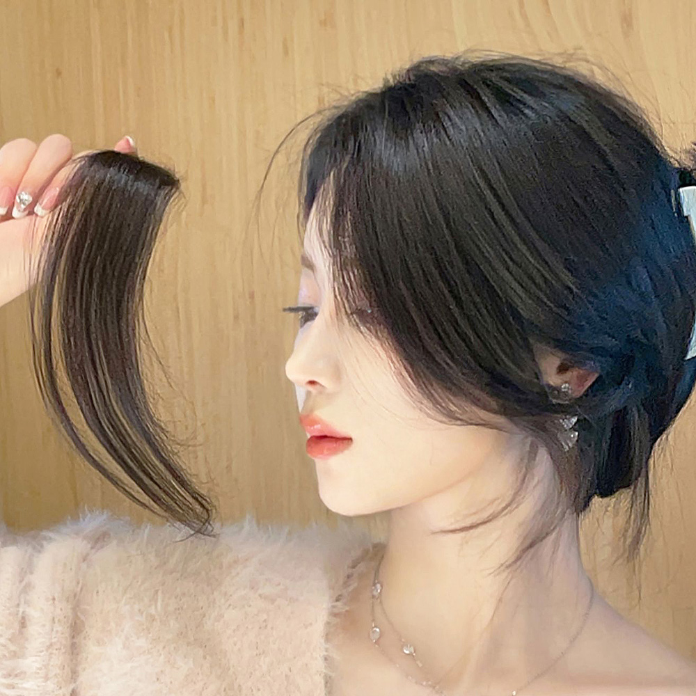C컬 옆머리 부분 가발 헤어피스 똑딱이 사이드 뱅 - 상세 이미지 3
