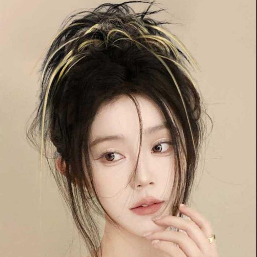 깃털번 가시머리 집게핀 부분 가발 붙임머리 포니테일 - 상세 이미지 2