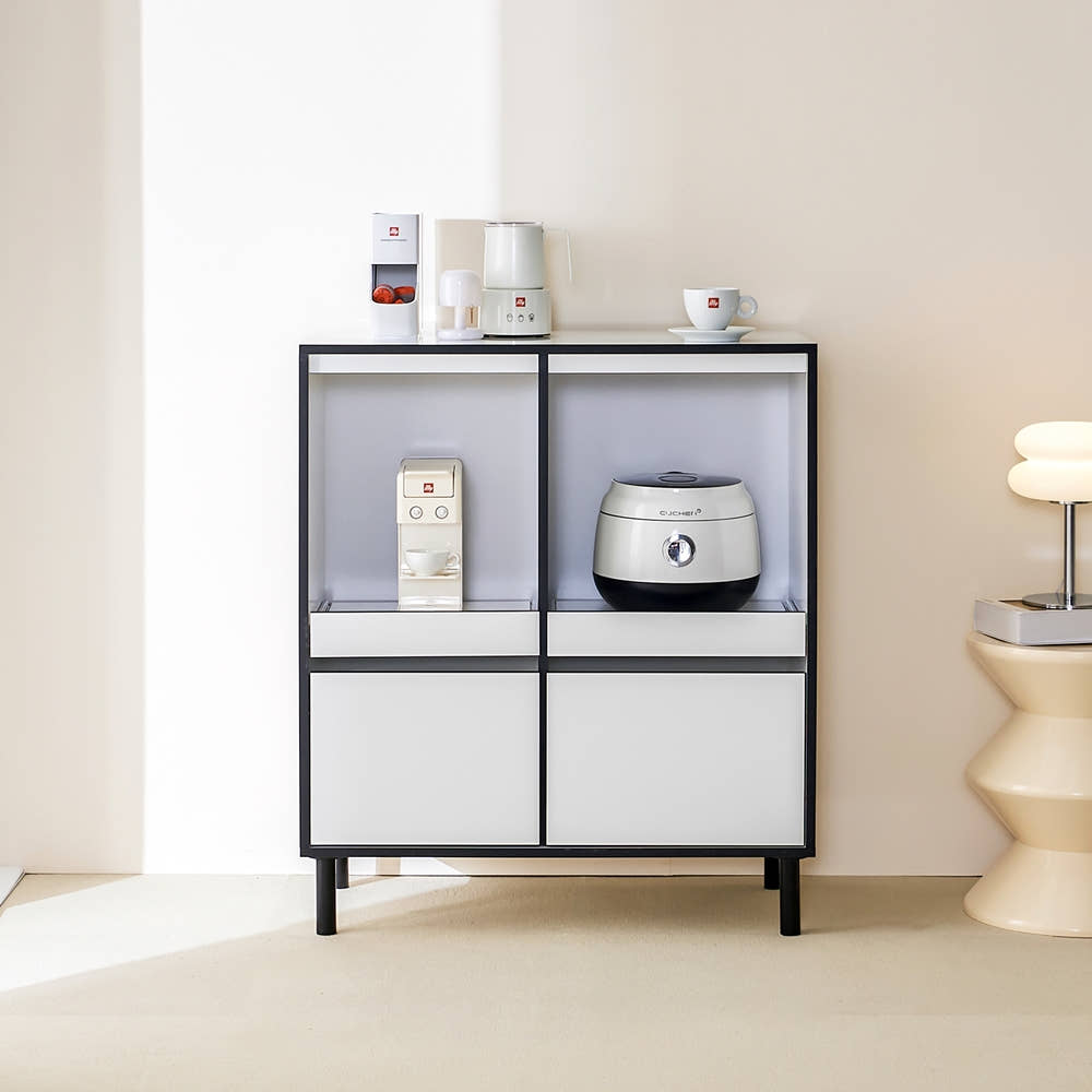 에그미 전자레인지선반 수납장 밥솥장 전자렌지 에어프라이어 선반 800x400x930mm, 2단, 화이트